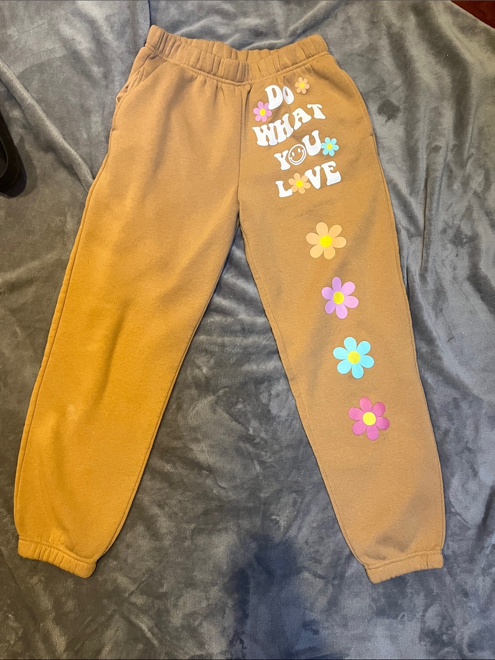 Do What You Love Brown Flower Graphic Joggers